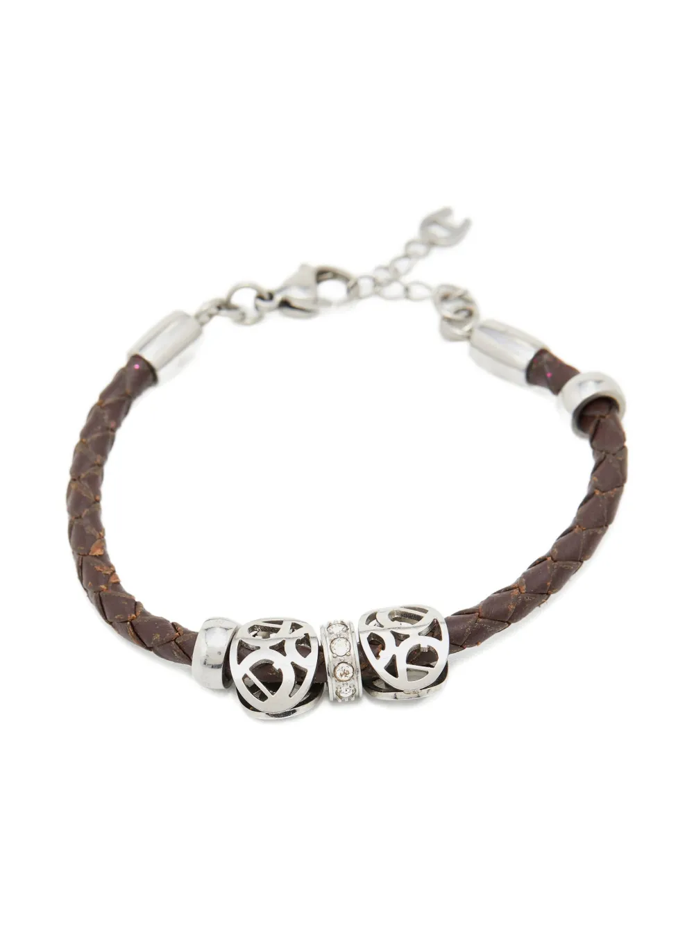 Aigner Vintage pre-owned braided leather metal charm bracelet - Marrone
