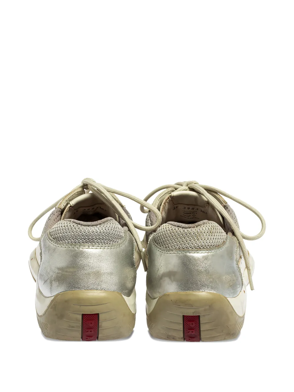 Pre-owned Prada Metallic-effect Sneakers In Gray
