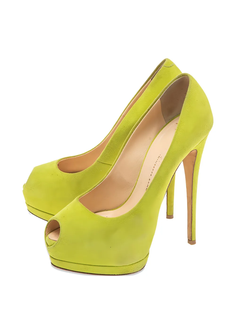 Pre-owned Giuseppe Zanotti Vintage Peep-toe Platform Pumps In Green