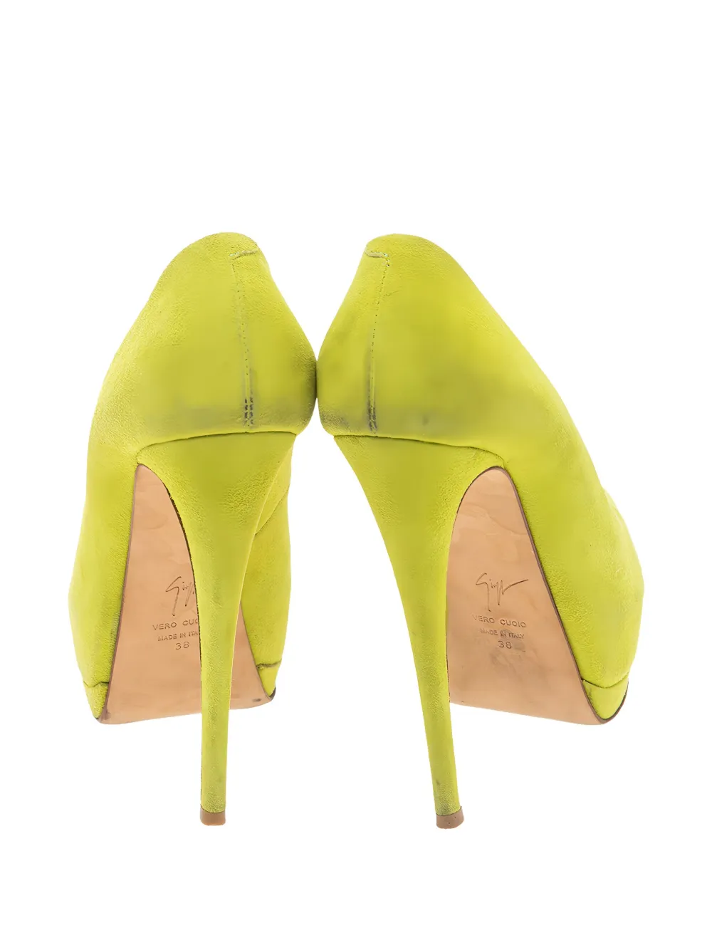 Pre-owned Giuseppe Zanotti Vintage Peep-toe Platform Pumps In Green