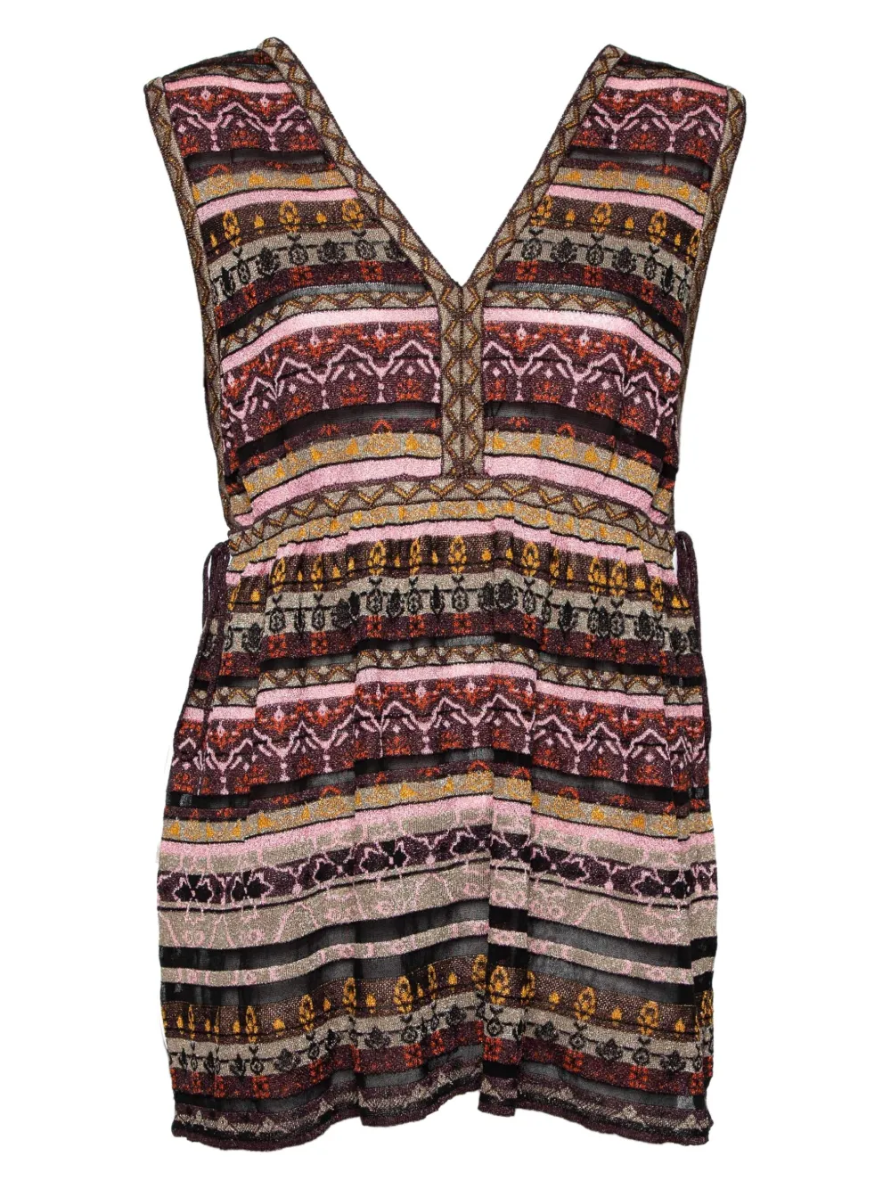 geometric-pattern v-neck top