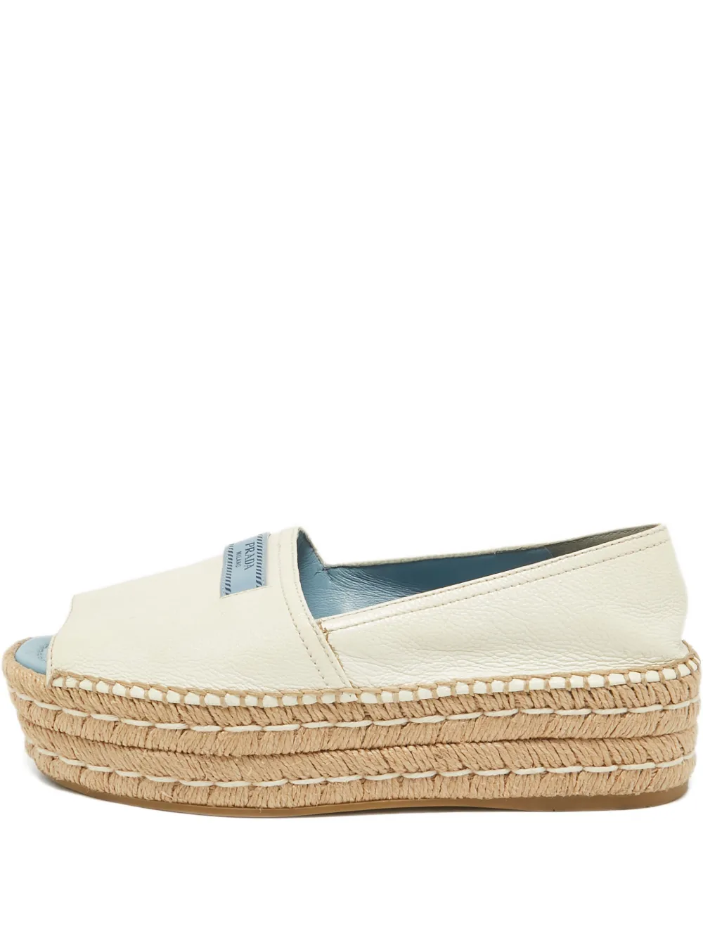 Prada Pre-Owned 50mm leather platform espadrilles - ニュートラル Prada Pre-Owned 50mm leather platform espadrilles - ニュートラル