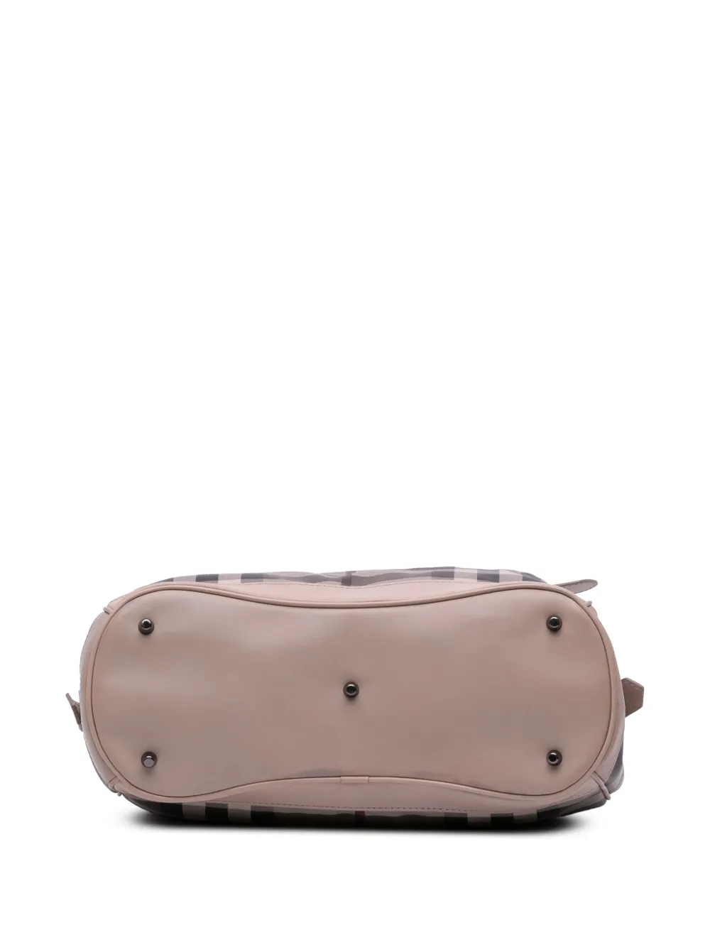 Pre-owned Burberry 2000-2017 Medium Smoked Check Coated Canvas Walden Belted Hobo Shoulder Bag In Gray