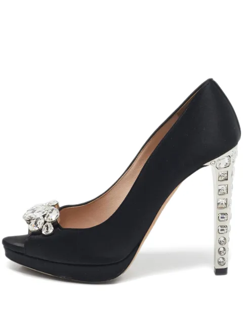 Miu Miu Pre-Owned crystal-embellishment platform pumps