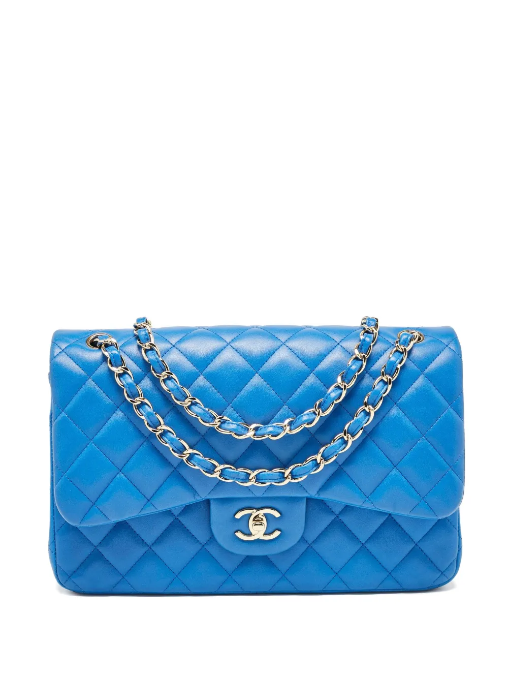 CHANEL Pre-Owned クラシック ダブルフラップ レザーバッグ - ブルー CHANEL Pre-Owned クラシック ダブルフラップ レザーバッグ - ブルー