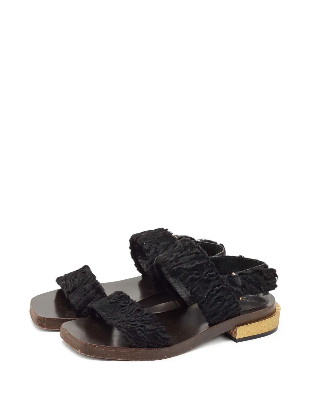 Gucci Pre-Owned Fluwelen platte sandalen - Zwart