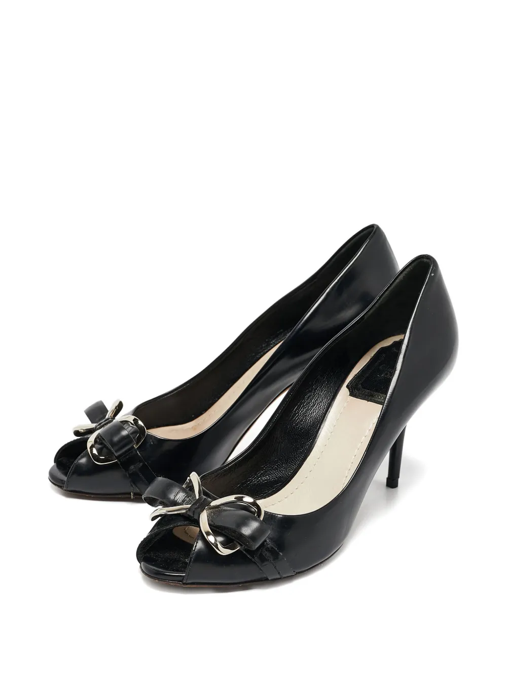 Christian Dior Pre-Owned 110 mm Bow pumps met open neus - Zwart