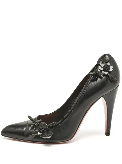 Prada Pre-Owned 105mm leather flower-detail pumps