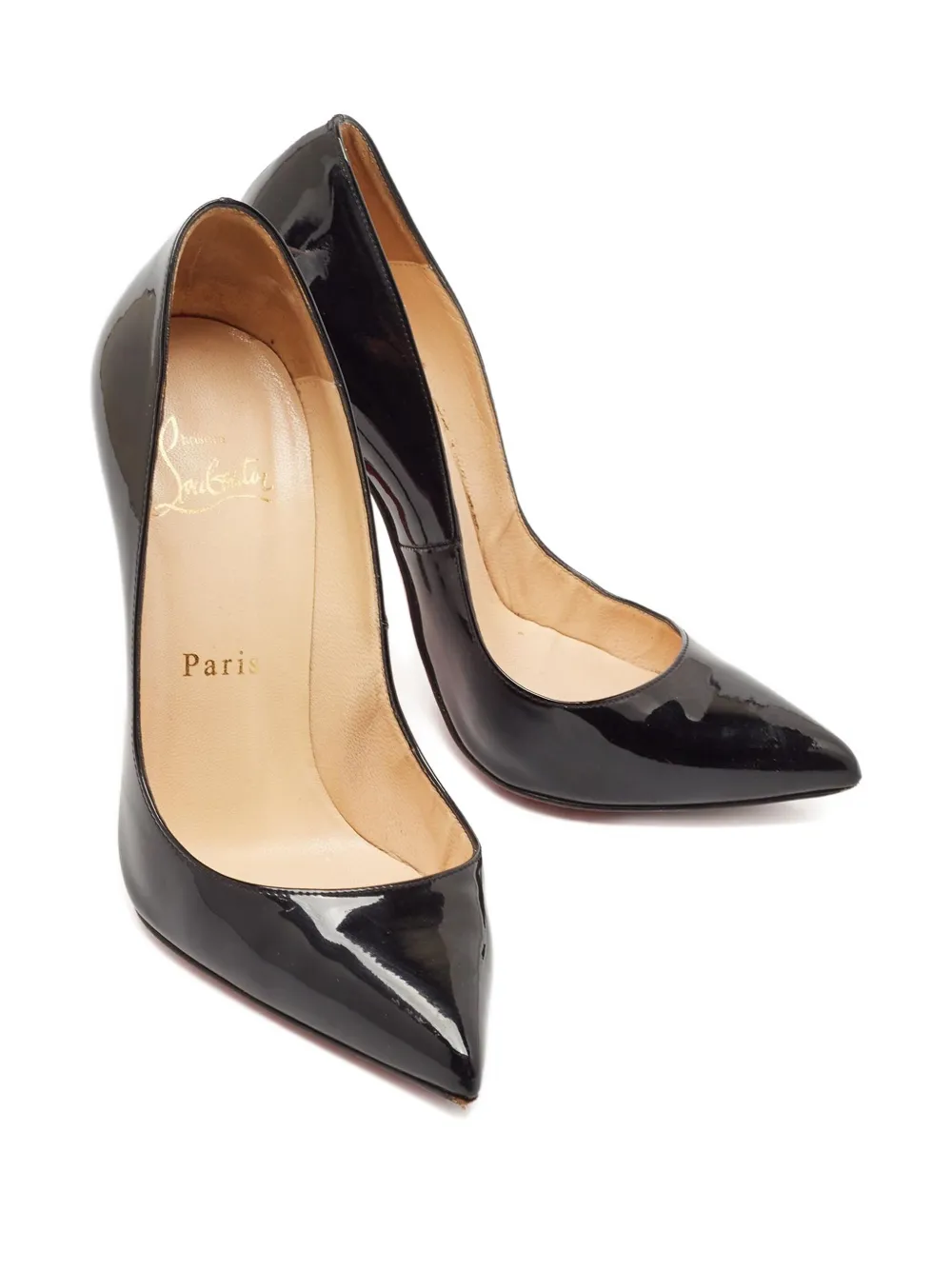 Christian Louboutin Pre-Owned Lakleren pumps met puntige neus - Zwart