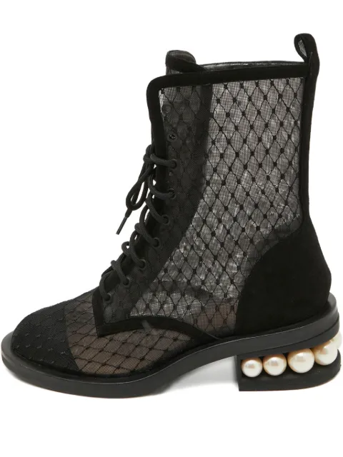 Nicholas Kirkwood pre-owned mesh pearl-embellished boots