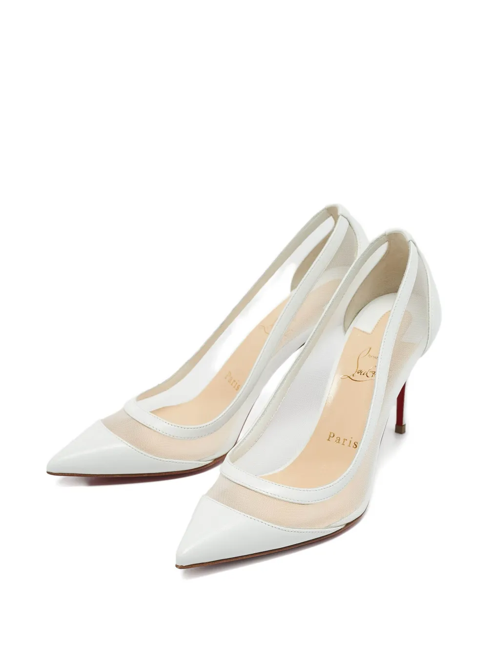 Christian Louboutin Pre-Owned Leren pumps met mesh - Wit
