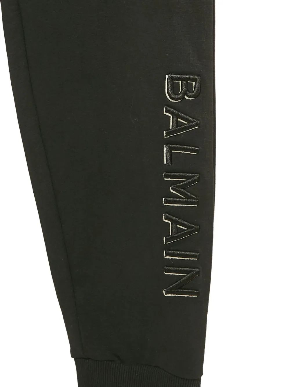 Pre-owned Balmain Logo-embroidered Cotton Track Pants In Black
