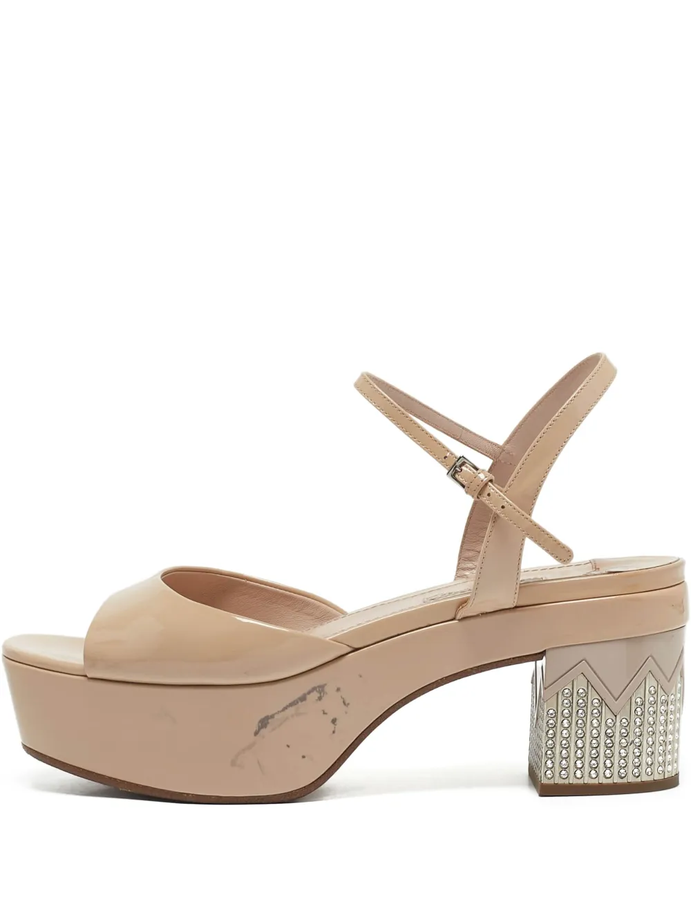 Miu Miu Pre-Owned 70mm patent leather sandals | Neutrals | Image 1