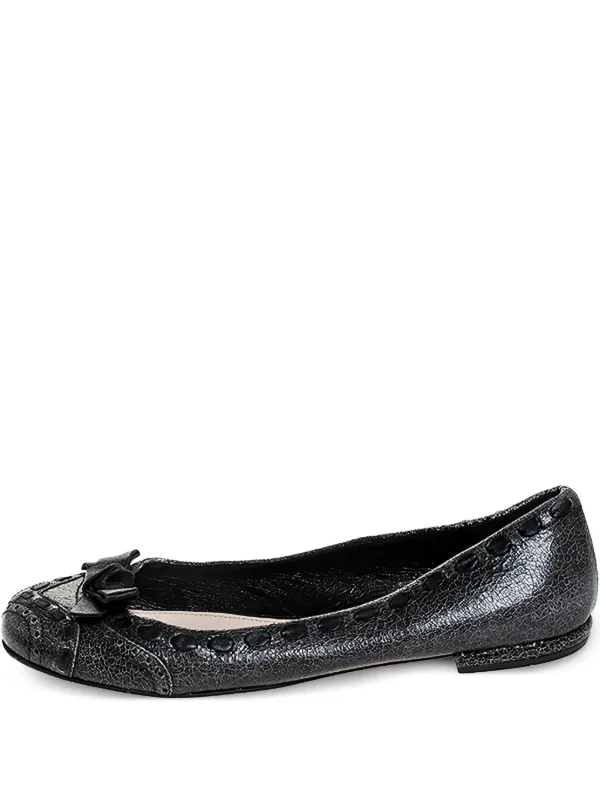 Prada Pre-Owned リボンディテール フラットシューズ | ブラック