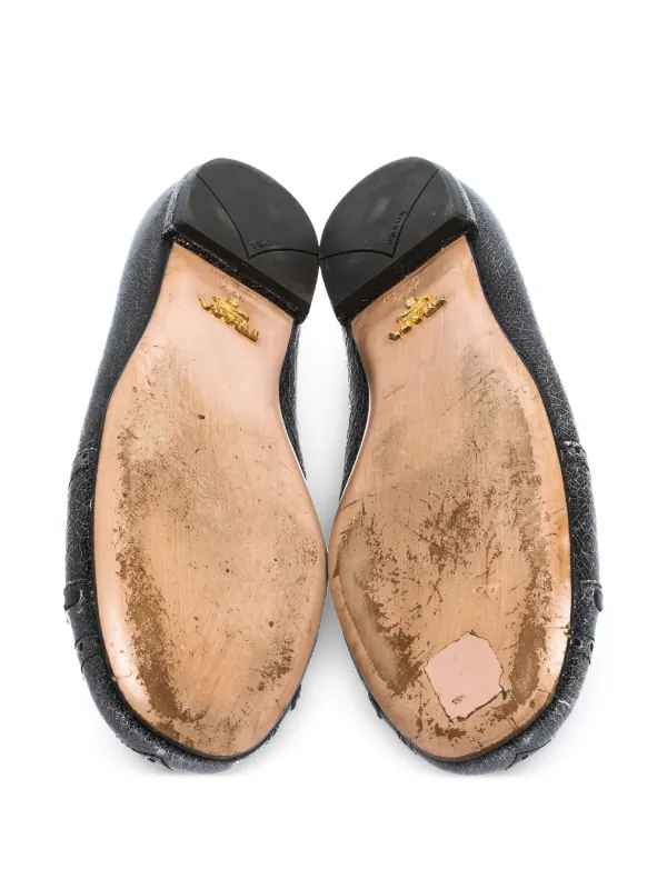 Prada Pre-Owned リボンディテール フラットシューズ | ブラック