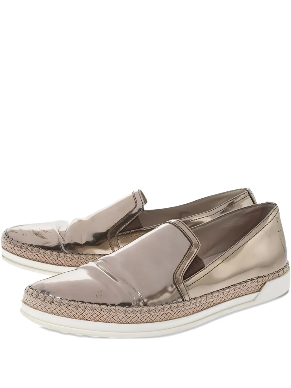 Tod's エナメルレザースリッポンスニーカー - ゴールドトーン Tod's エナメルレザースリッポンスニーカー - ゴールドトーン