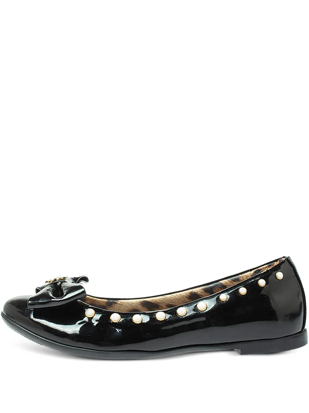 bow-detail studded ballet flats