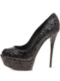 Casadei 145mm glitter platform pumps - Black