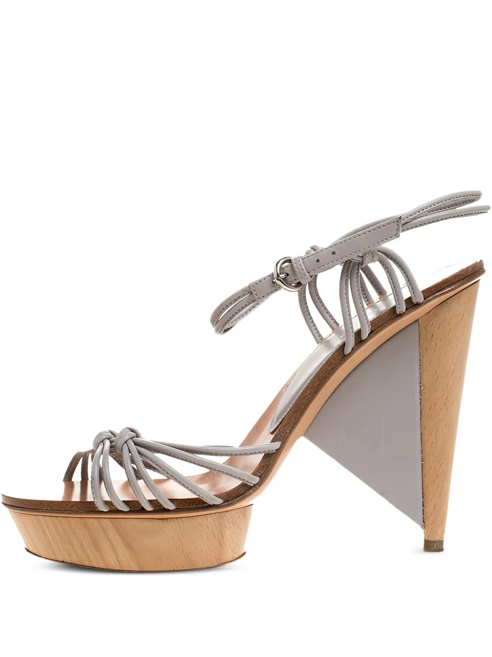125mm leather knotted platform sandals