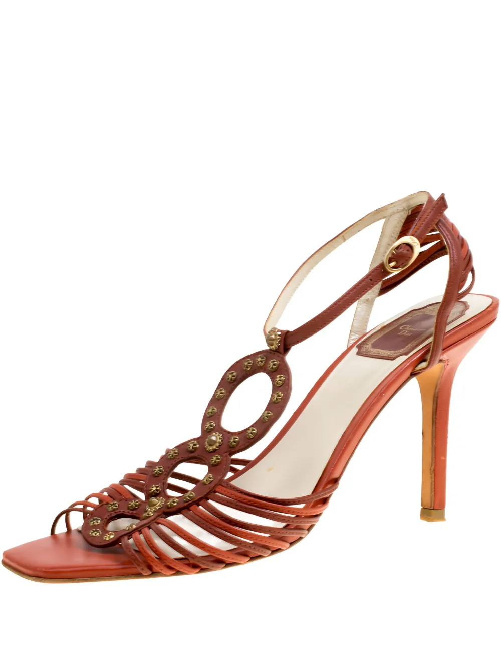 Christian Dior Pre-Owned 90mm studded strappy sandals - ブラウン Christian Dior Pre-Owned 90mm studded strappy sandals - ブラウン