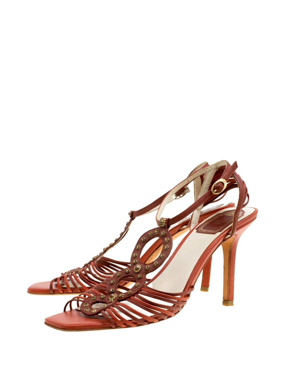Christian Dior Pre-Owned 90 mm sandalen met bandjes en studs - Bruin