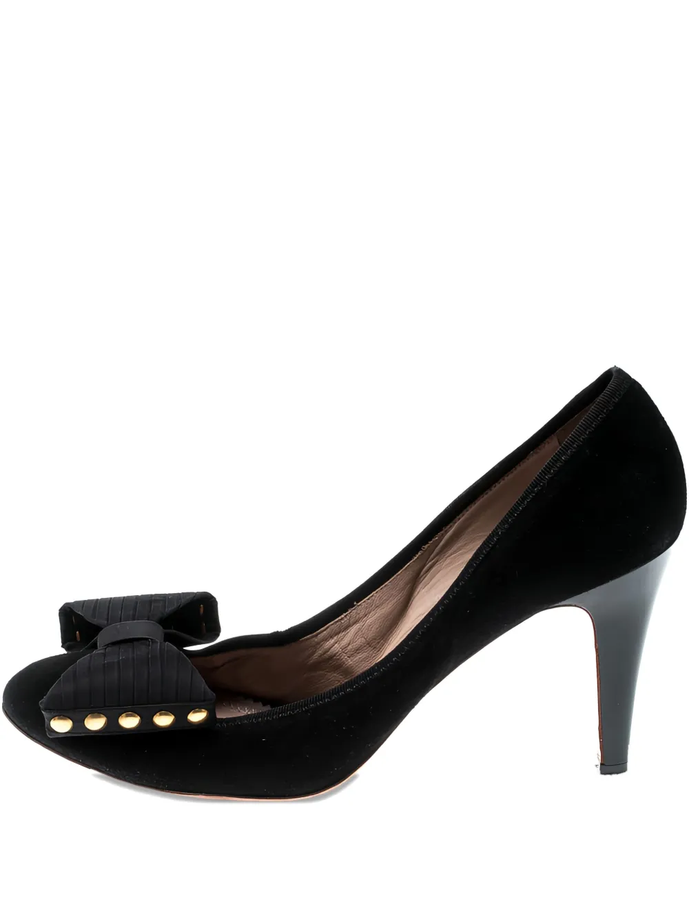 Pre-owned Chloé 85mm Bow-embellished Suede Pumps
