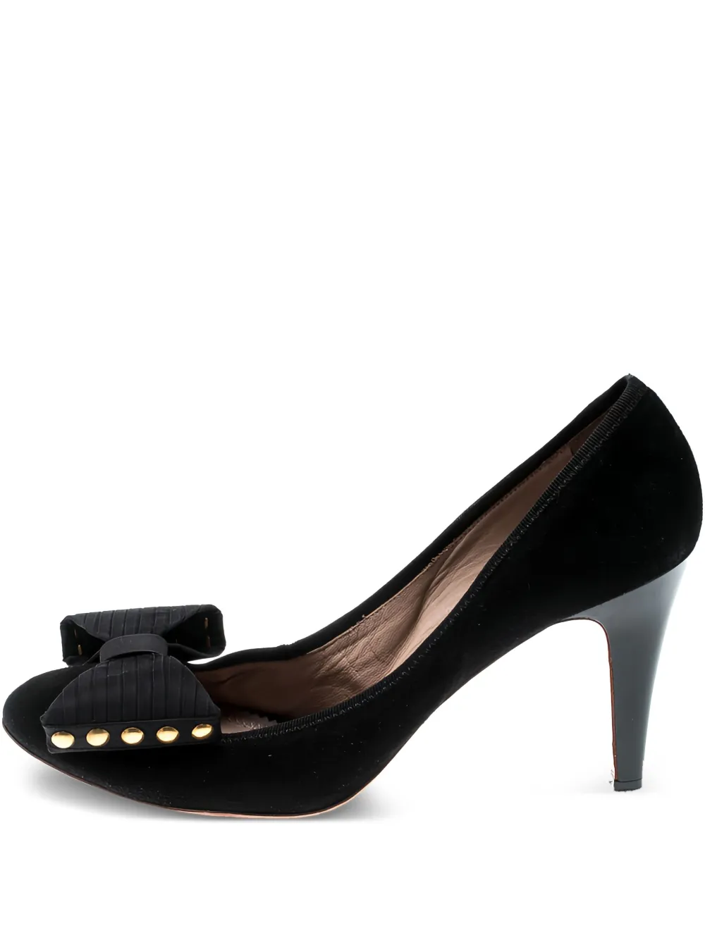85mm bow-embellished suede pumps