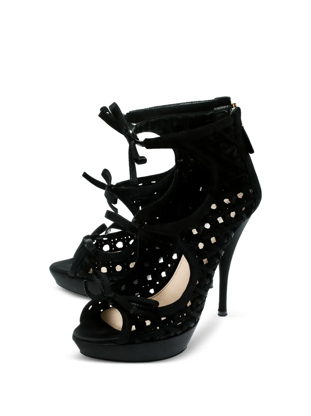 Prada Pre-Owned 130 mm leren laarzen met hak - Zwart