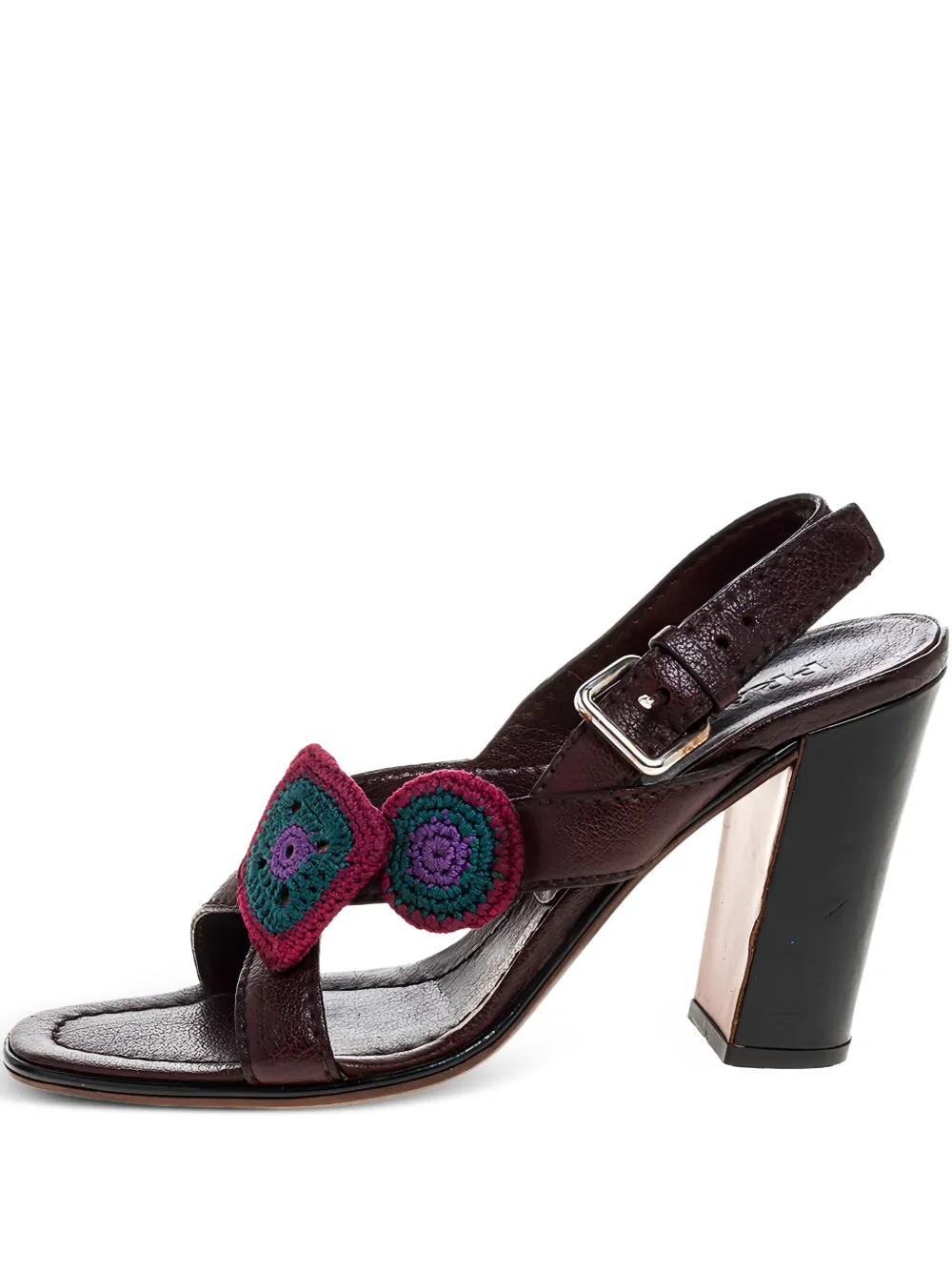 95mm crochet-detail buckle-slingback sandals