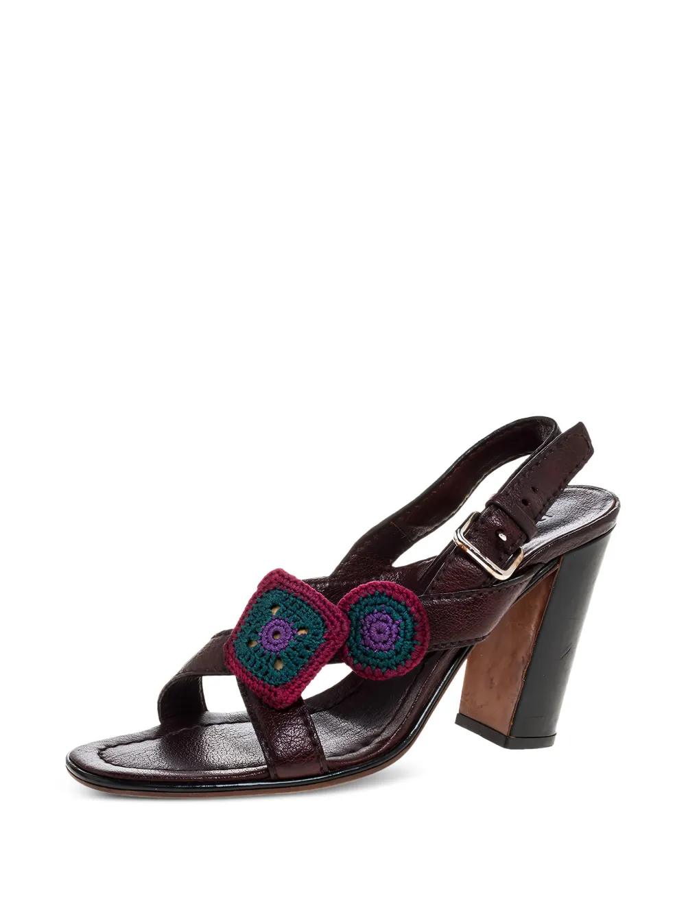 Prada Pre-Owned 95 mm slingback sandalen met gehaakt detail en gesp - Bruin