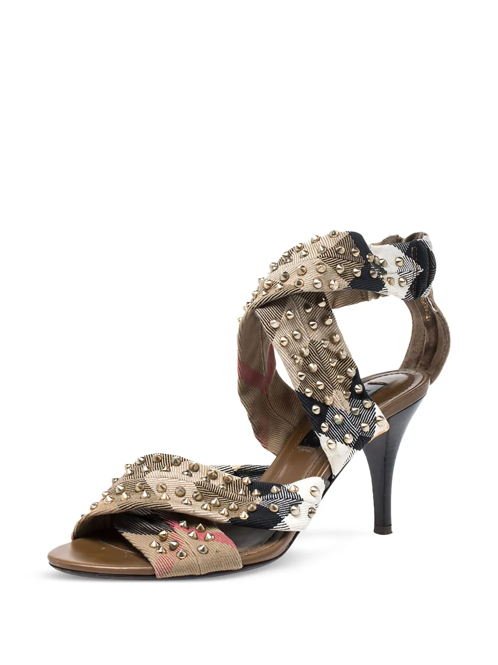 Burberry Pre-Owned 85 mm leren sandalen met studs - Beige