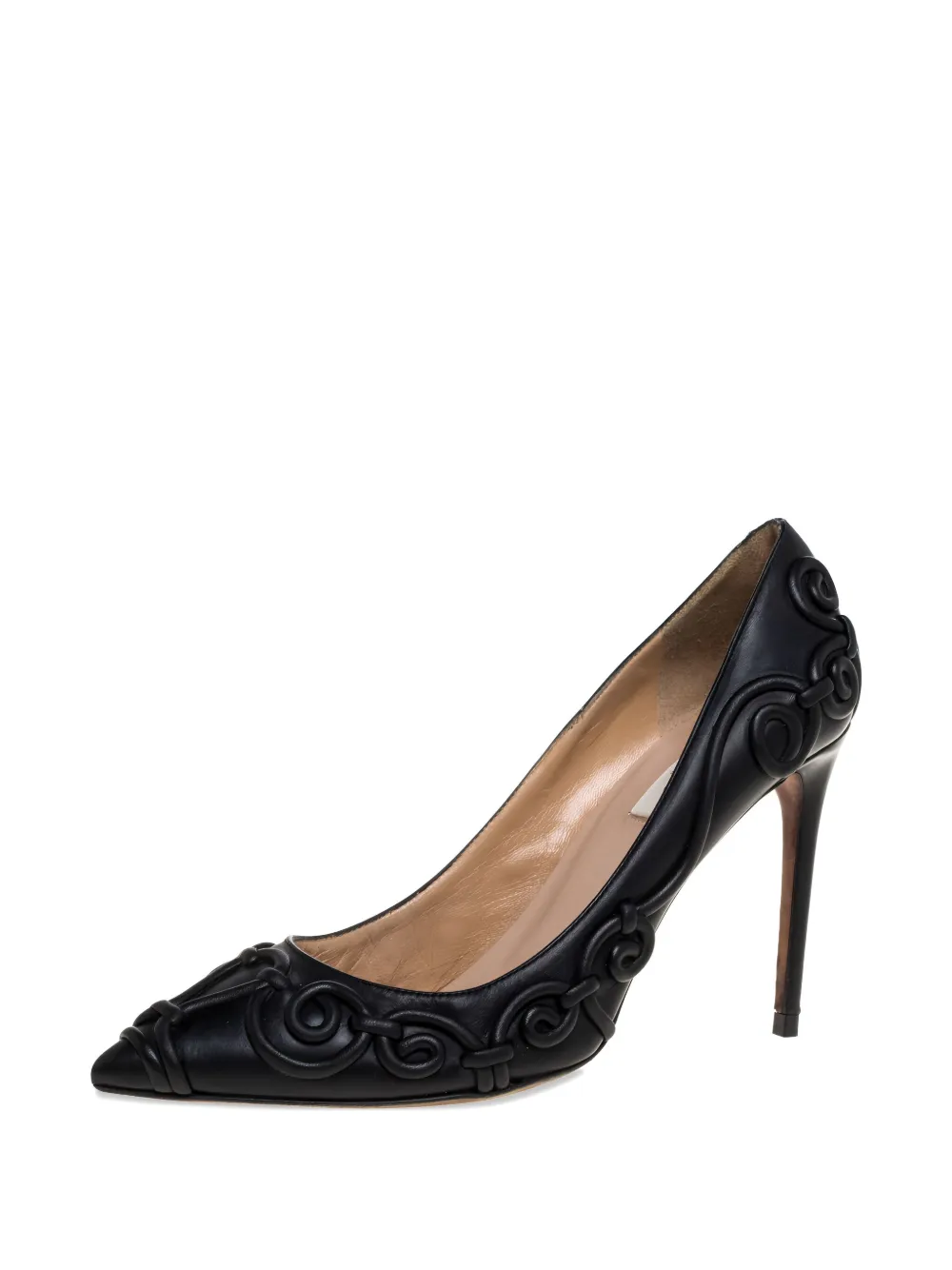 Valentino Garavani Pre-Owned 100 mm leren pumps met wervelend patroon - Zwart