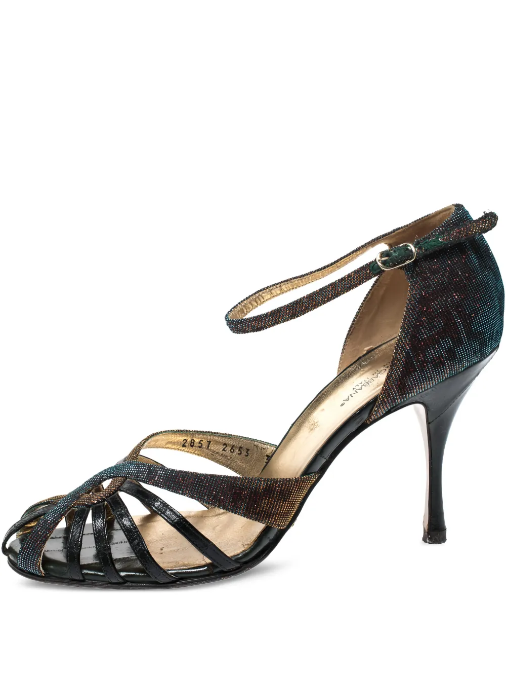Dolce & Gabbana Pre-Owned 100mm lamé leather sandals | Black | Image 1