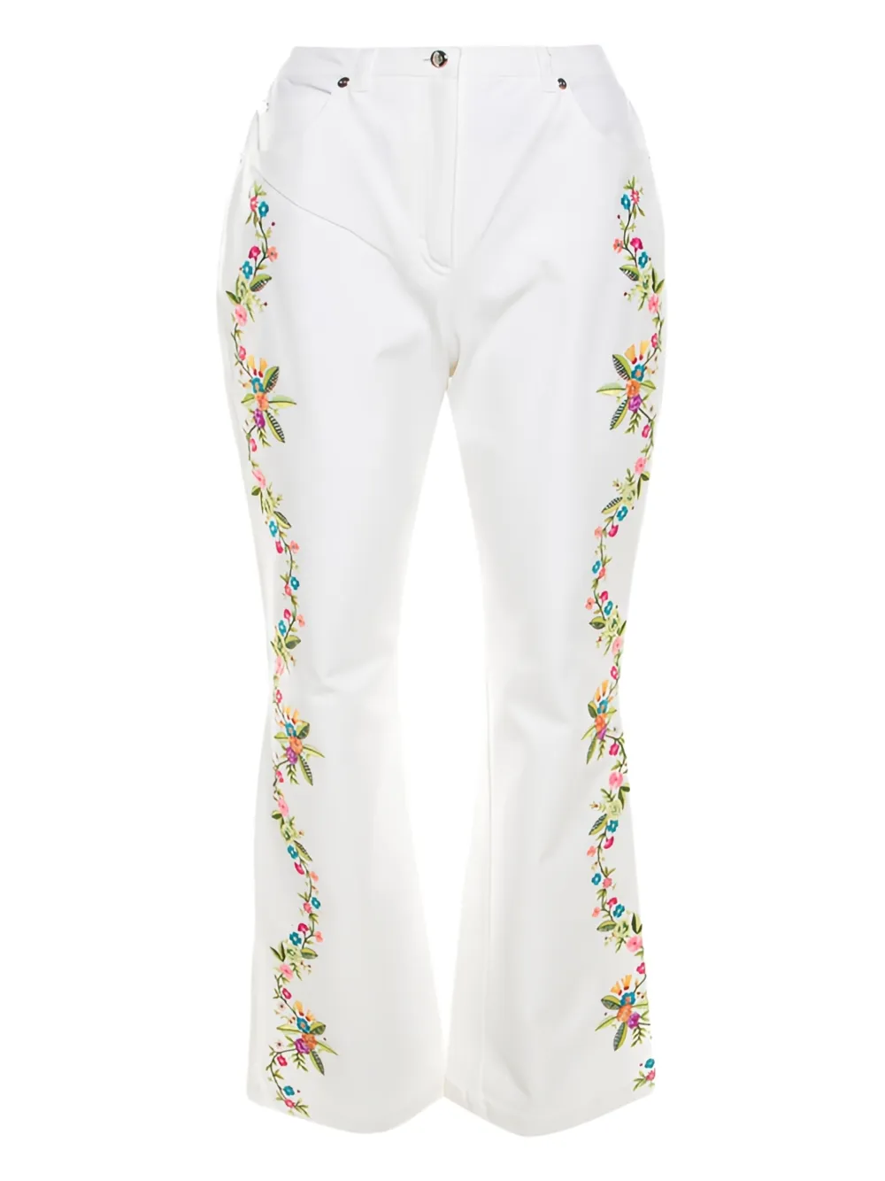Escada Pre-Owned Pantaloni con ricamo a fiori - Bianco