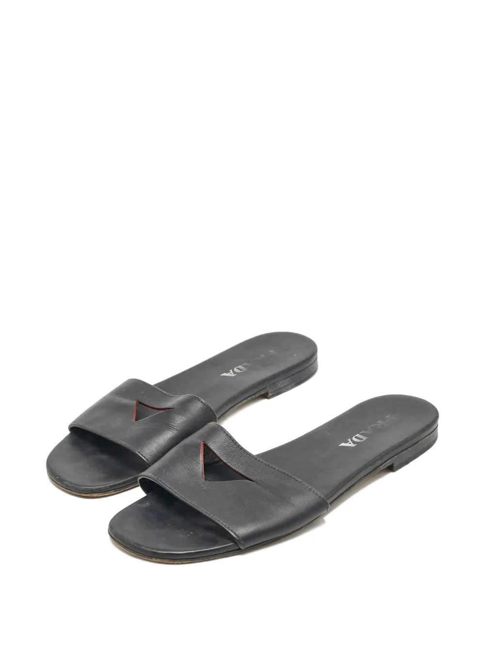 Prada Pre-Owned leather triangle slide sandals | Image 2