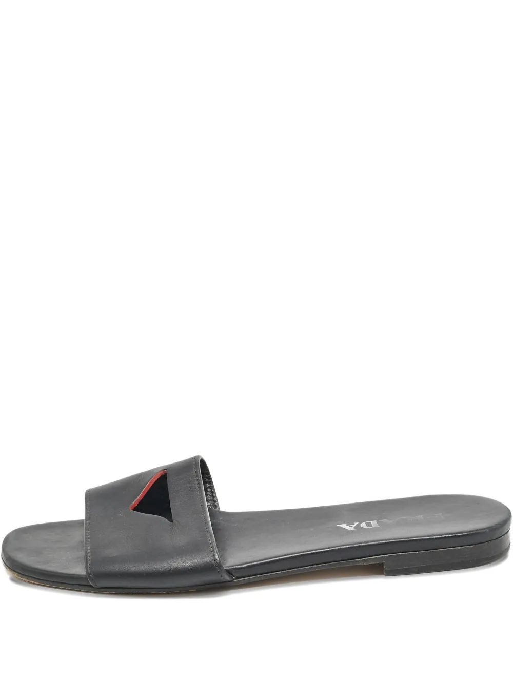 Prada Pre-Owned leather triangle slide sandals | Black | Image 1