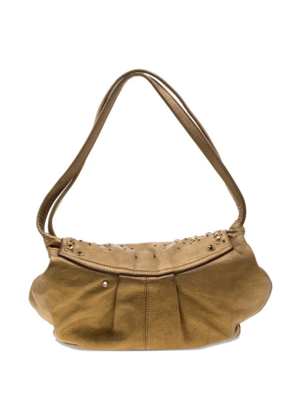 Sonia Rykiel Pre-Owned Studded Leather Shoulder Bag | Gold | FARFETCH
