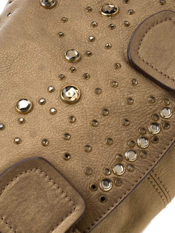 Sonia Rykiel Pre-Owned Studded Leather Shoulder Bag | Gold | FARFETCH