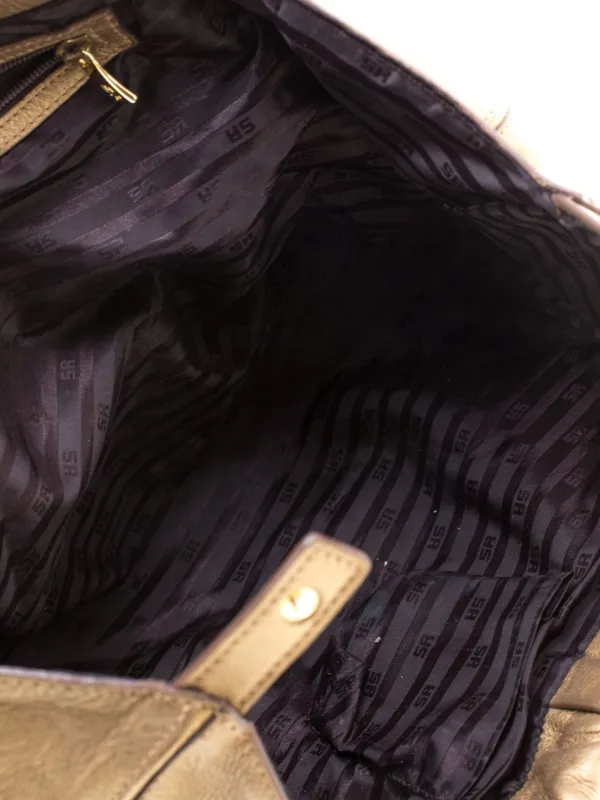 Sonia Rykiel Pre-Owned Studded Leather Shoulder Bag | Gold | FARFETCH