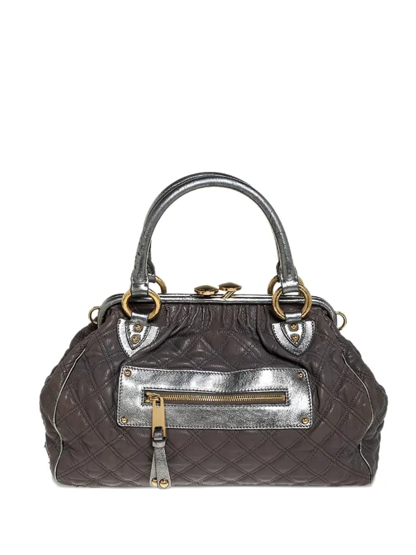 Marc Jacobs Vintage Pre-owned Quilted Leather Tote Bag Grey