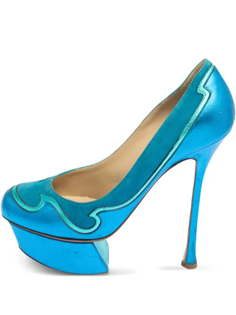 Nicholas Kirkwood 135mm suede-panelled platform pumps