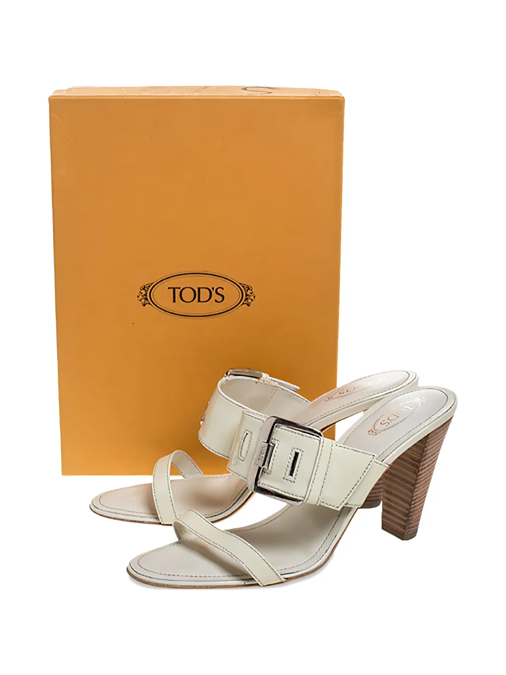 Tod's Vintage patent-leather buckle sandals White