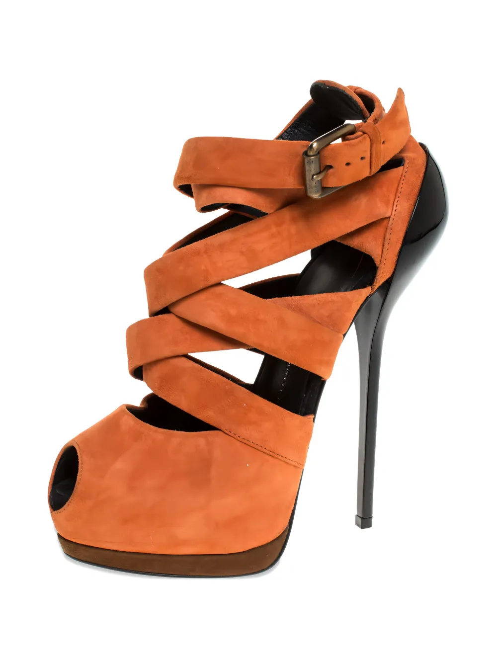 Giuseppe Zanotti Vintage Pre-owned 165 mm sandalen met plateauzool en gesp - Oranje