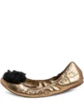 Tory Burch crackled leather ballet flats - Gold