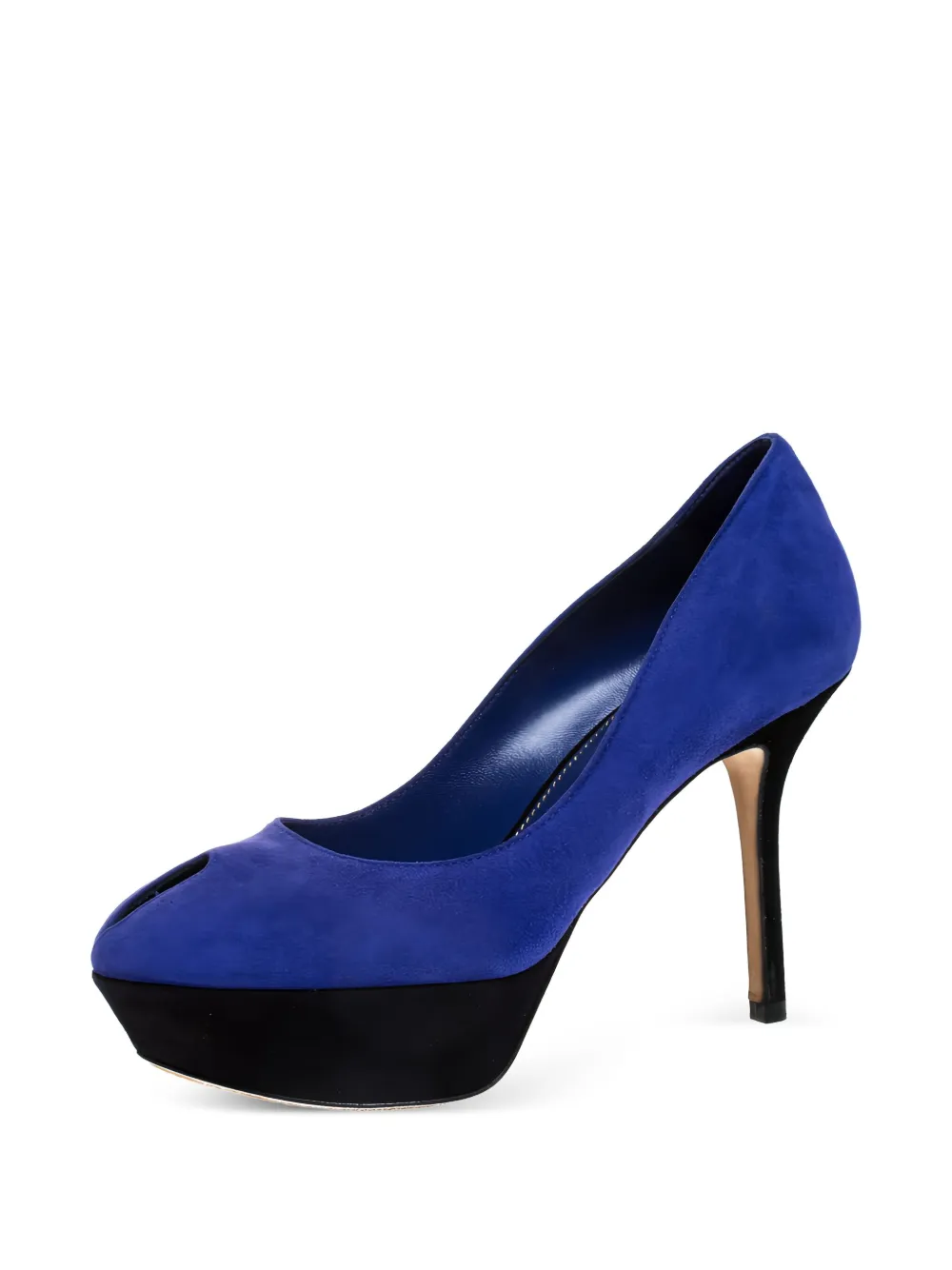 Sergio Rossi Vintage Pre-owned 100 mm Cachet pumps met plateauzool en open neus - Blauw