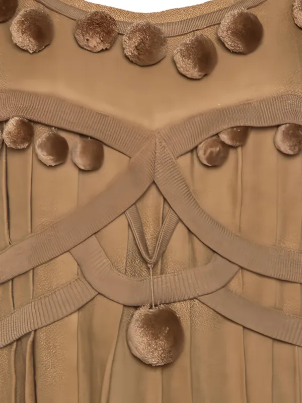 Bottega Veneta Pre-Owned Pleated pom-pom Dress | Neutrals | FARFETCH GE