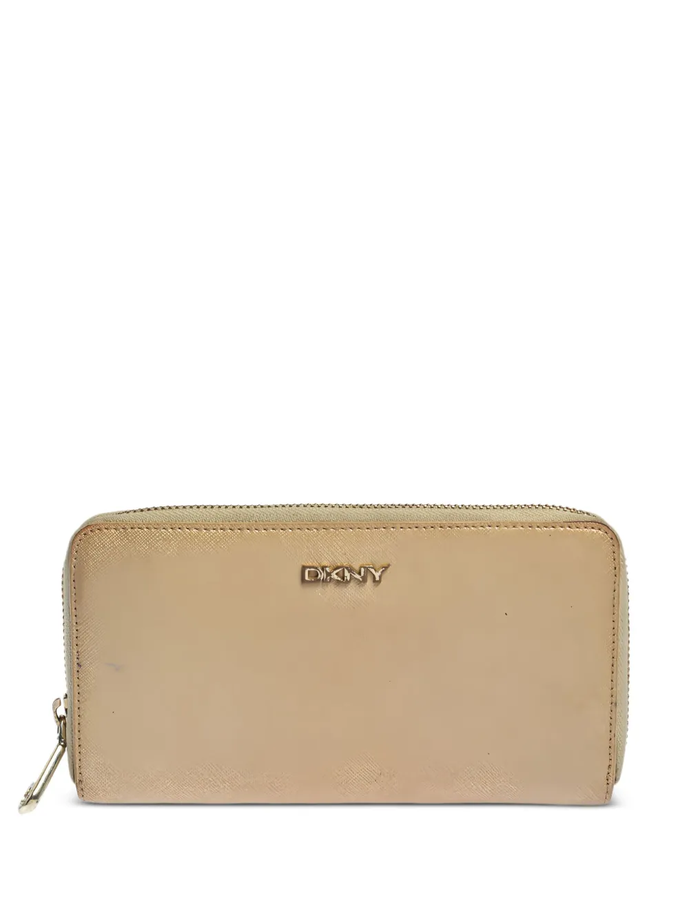 pre-owned metallic leather zip wallet