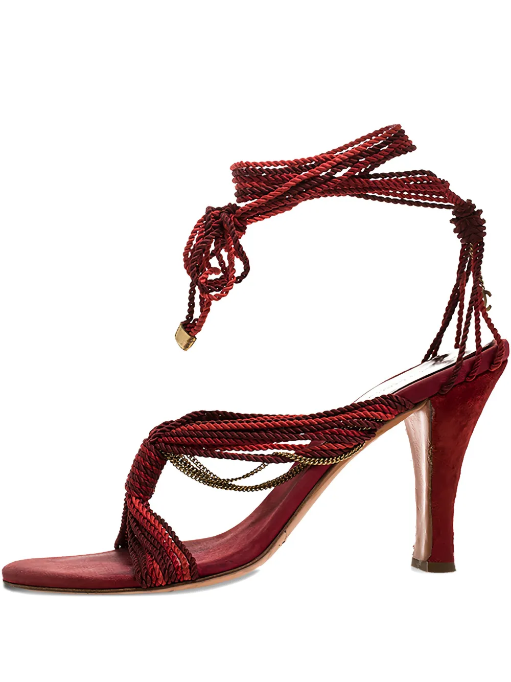 CHANEL Pre-Owned 100mm rope-chain sandals | Red | Image 1