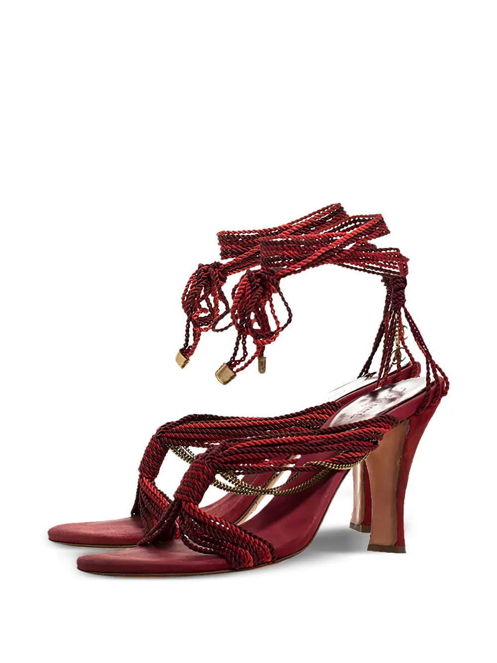 CHANEL Pre-Owned 100 mm sandalen met ketting - Rood