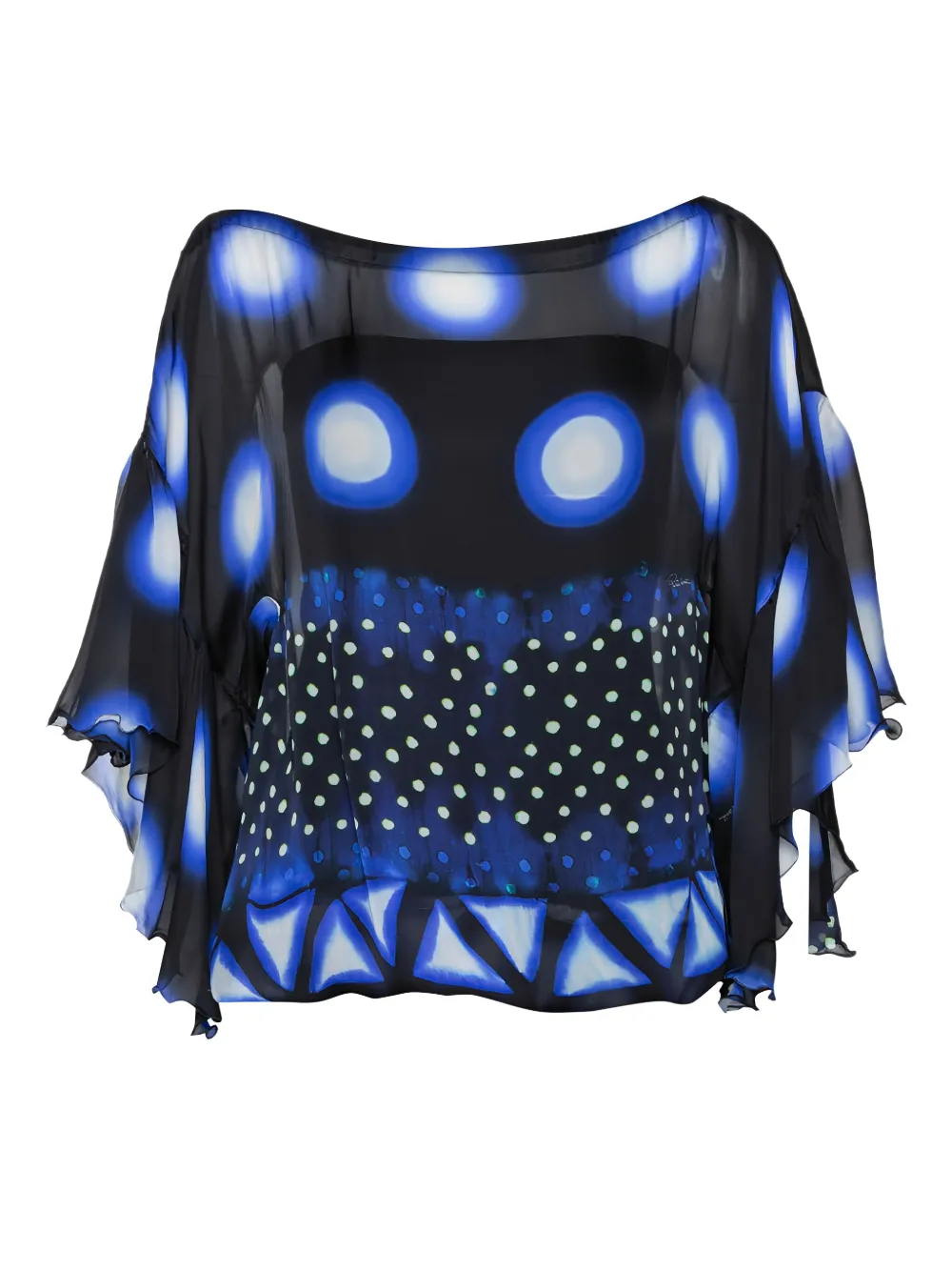 printed ruffled blouse